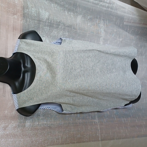 J.Crew Gray Blue Striped Sleeveless Contrast Top - Picture 1 of 6